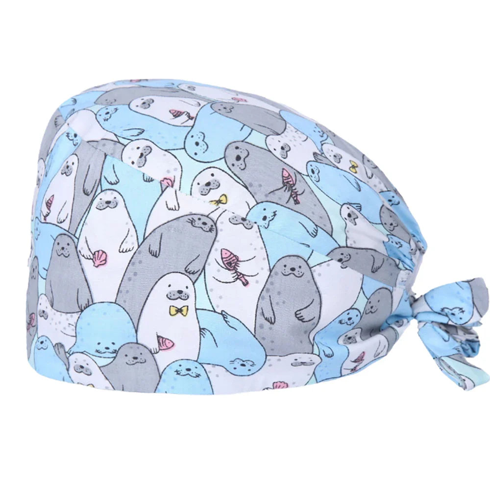 Cralom Seals Cotton Scrub Cap - Unisex Medical Surgical Hat