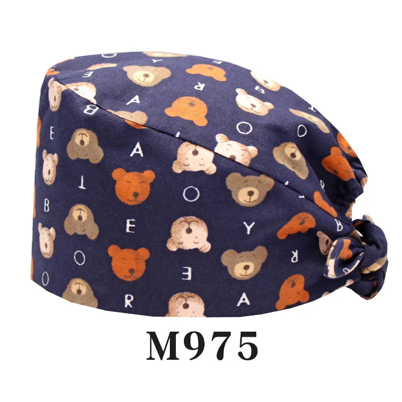 Cralom Women's Surgical Caps with Button for Various Professions
