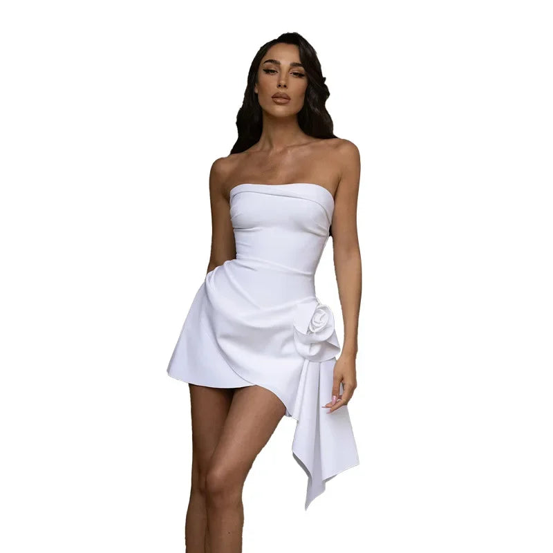 Cralom Floral Backless Strapless Dress - 2024 Summer