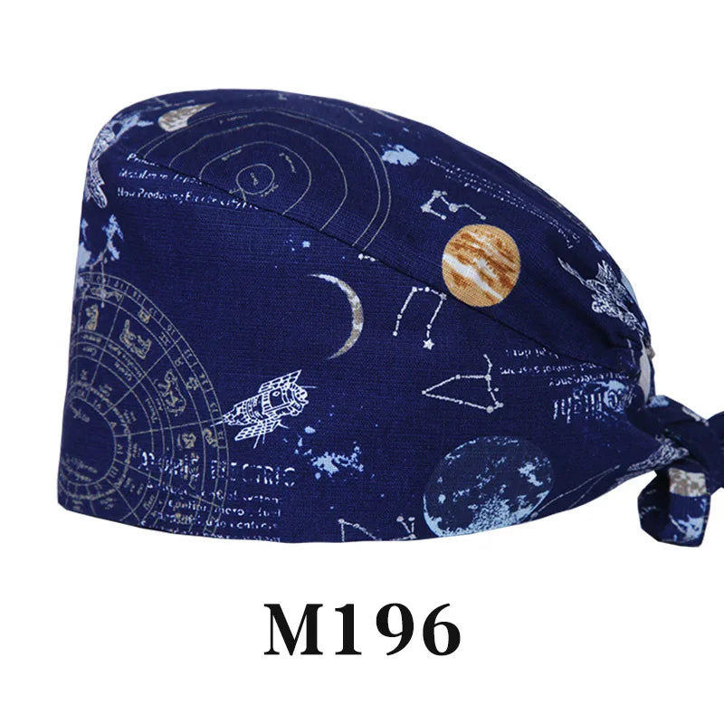 Cralom Cartoon Print Cotton Scrub Caps for Pet Grooming & Medical Professionals