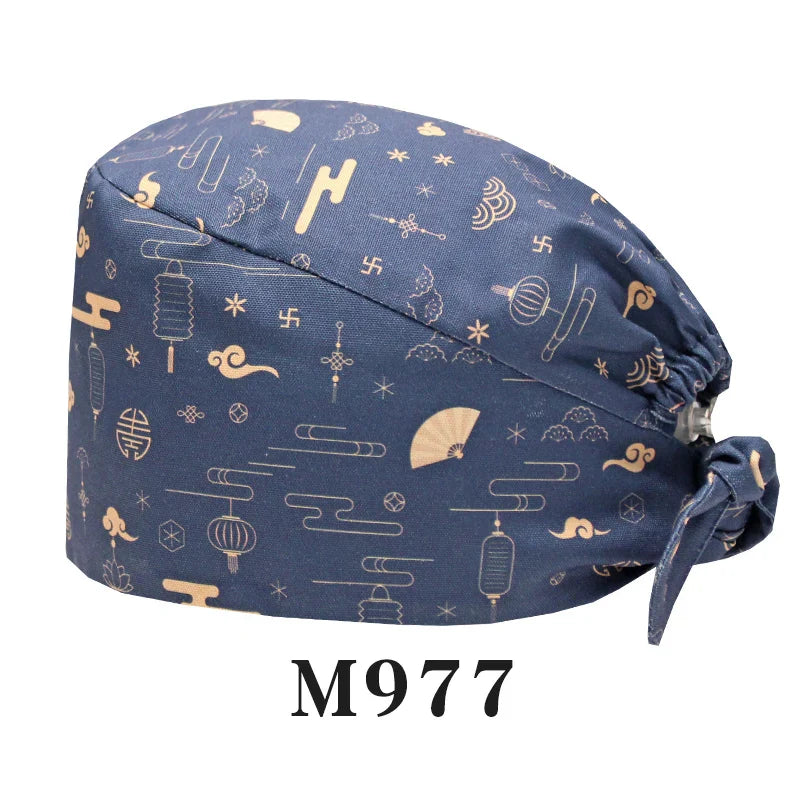 Cralom Women's Surgical Caps with Button for Various Professions