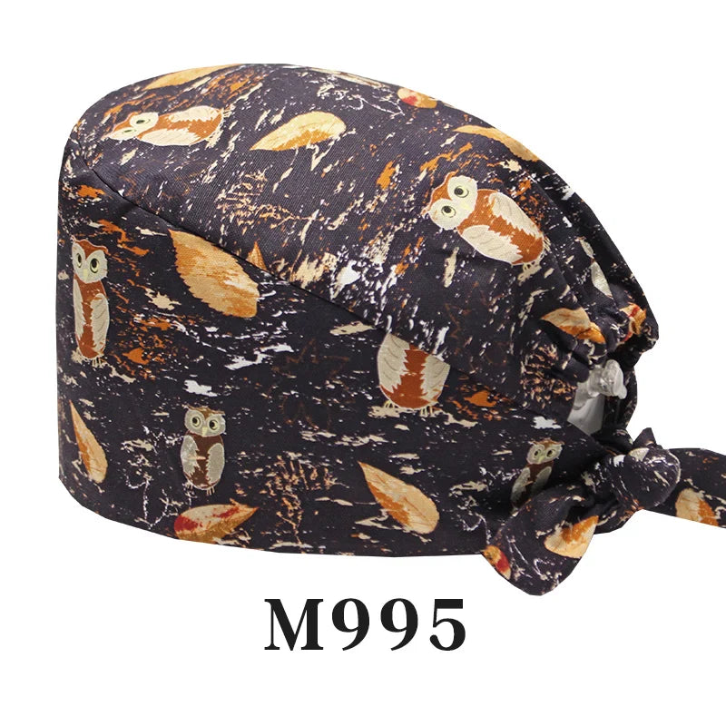 Cralom Women's Surgical Caps with Button for Various Professions