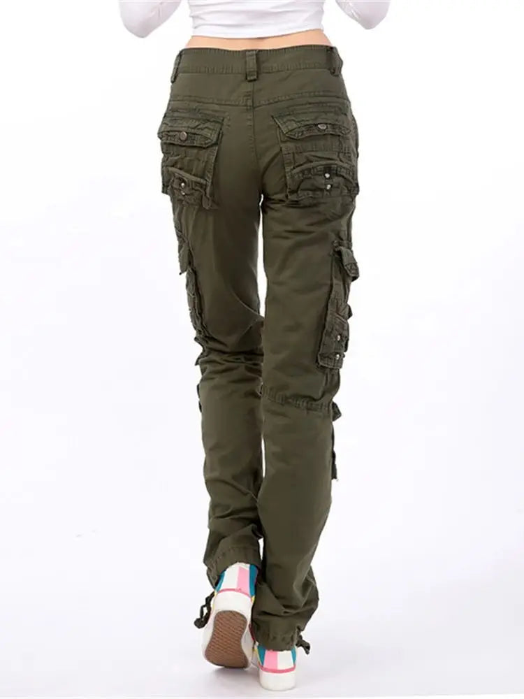 Cralom Outdoor Couple Army Green Denim Cargo Pants