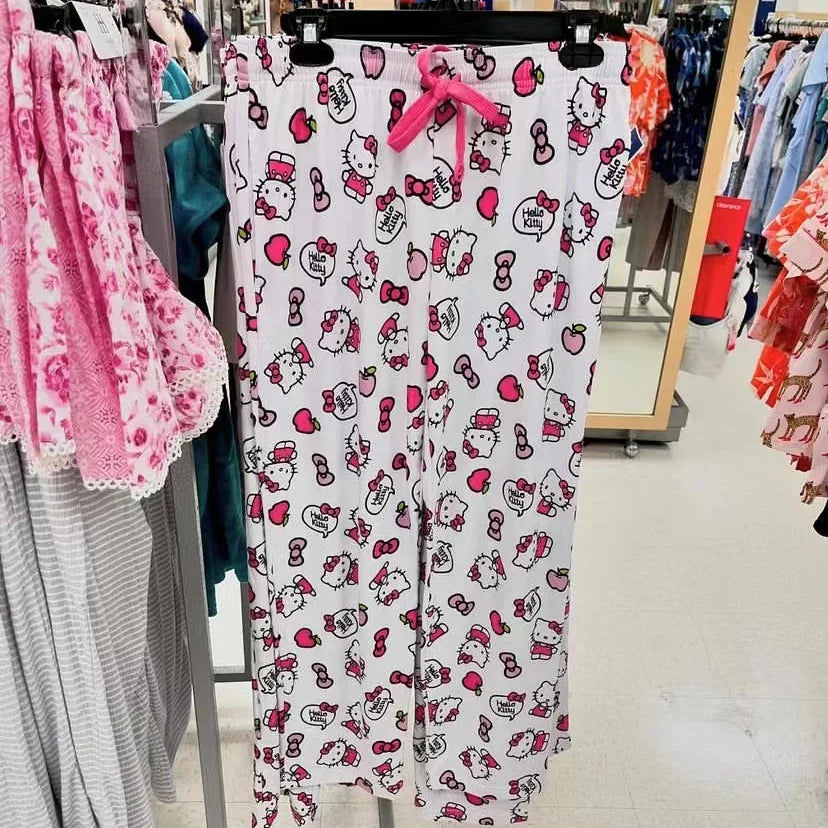 Cralom Hello Kitty Women's Loose Pink Sleep Pants