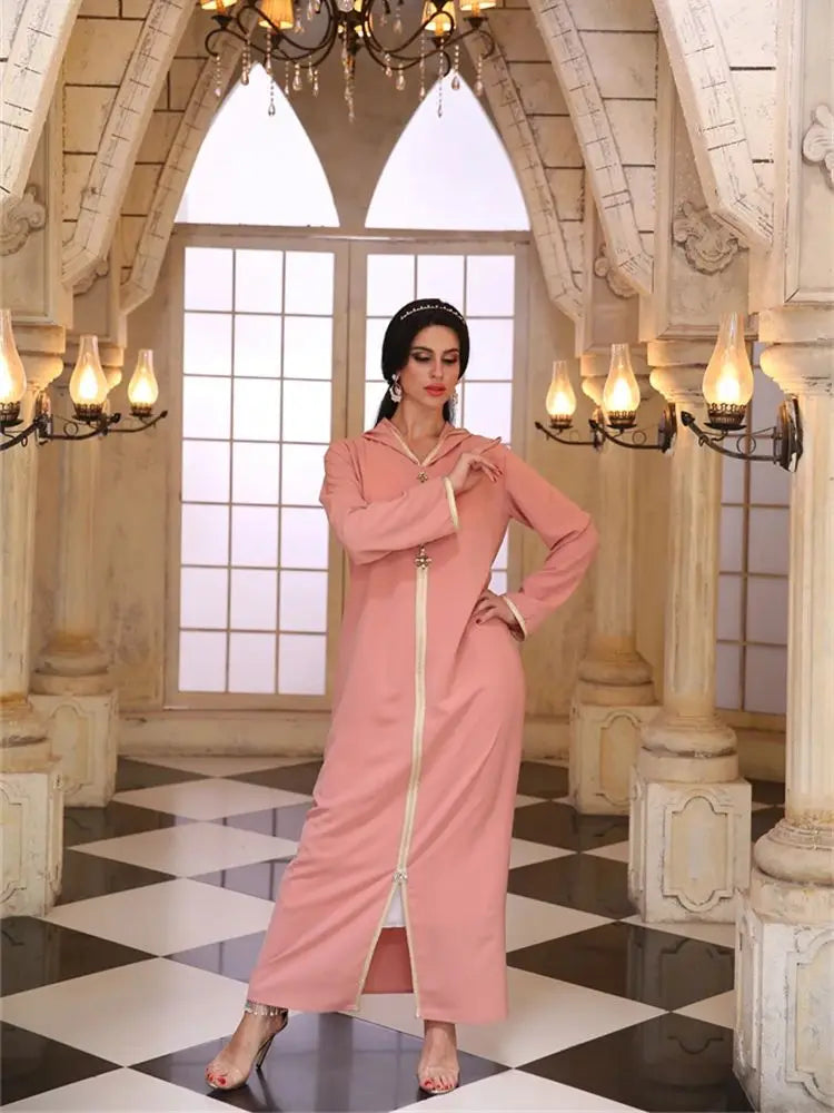 Pink Ramadan Abaya for Women by Cralom: Dubai Style Prayer Dress for Muslim Women