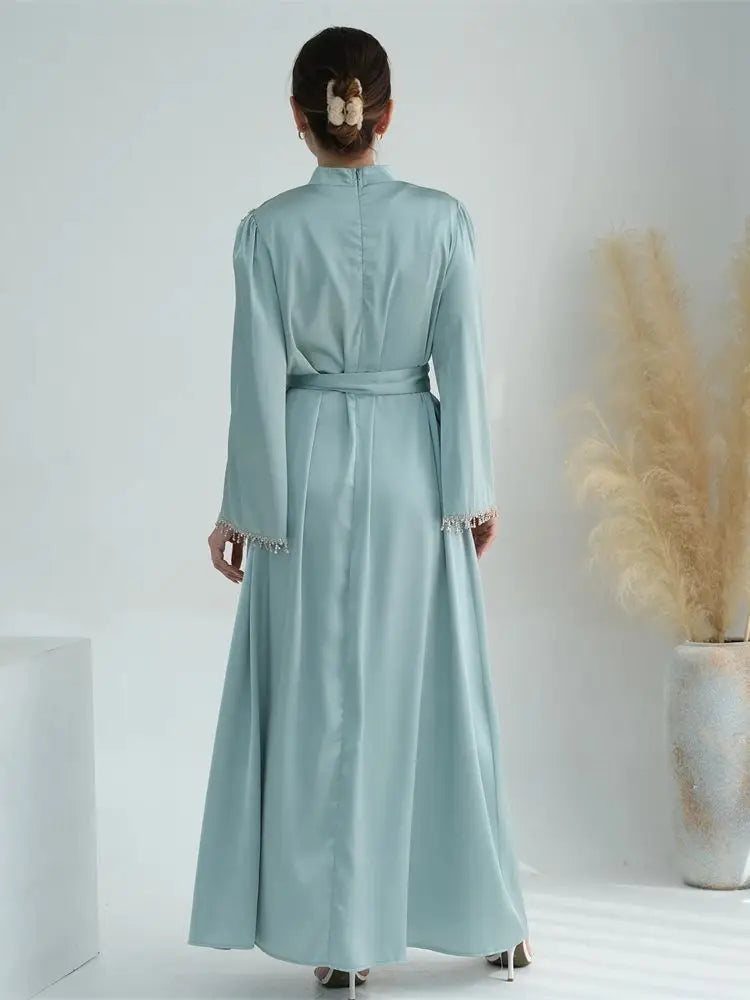 Ramadan Satin Diamond Abaya by Cralom: Elegant Islamic Dress for Women