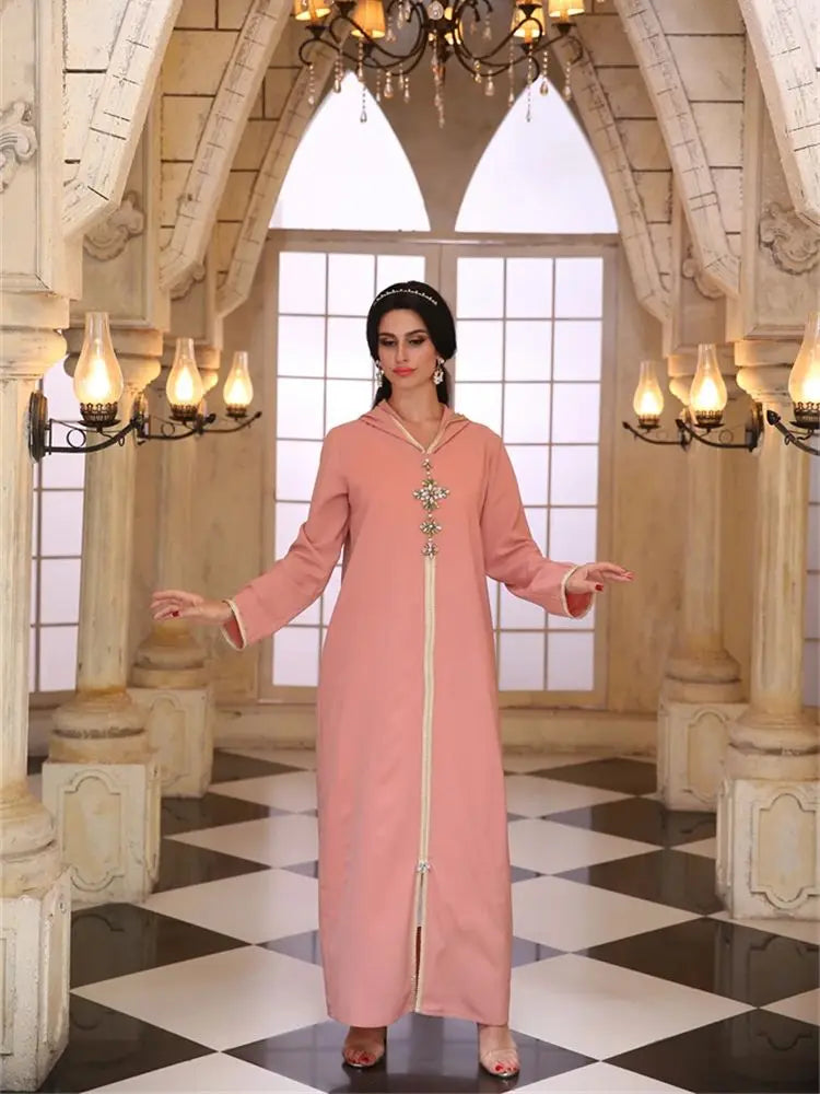 Pink Ramadan Abaya for Women by Cralom: Dubai Style Prayer Dress for Muslim Women