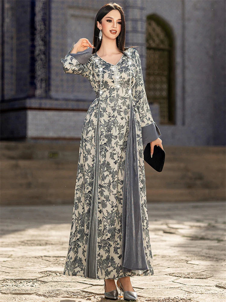 Ramadan Eid Cralom Abaya Dubai Muslim Dress Caftan Kaftan for Women