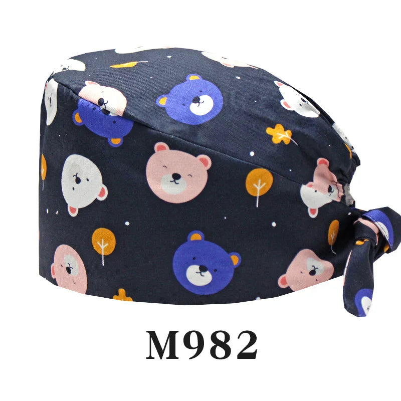 Cralom Women's Surgical Caps with Button for Various Professions