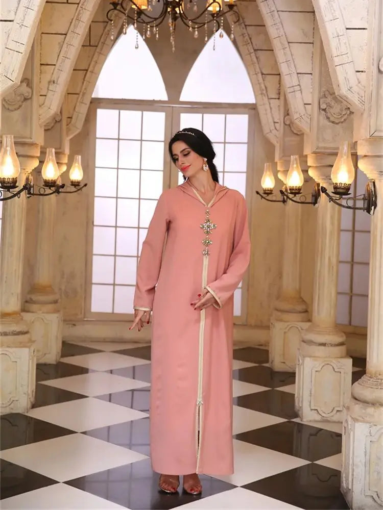 Pink Ramadan Abaya for Women by Cralom: Dubai Style Prayer Dress for Muslim Women