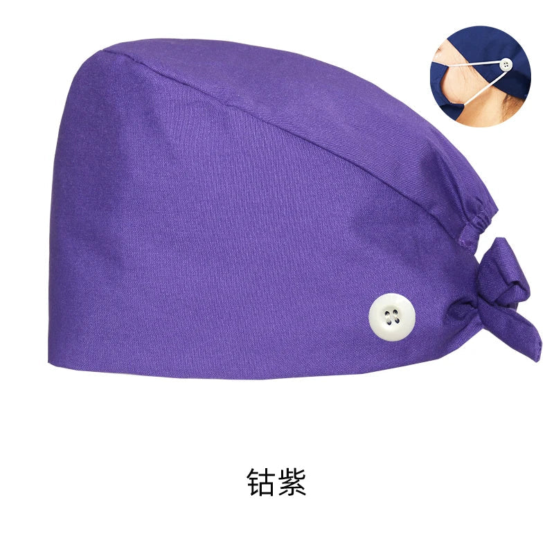 Cralom Navy Surgical Scrub Cap Unisex Poly-Cotton Clinical Hat