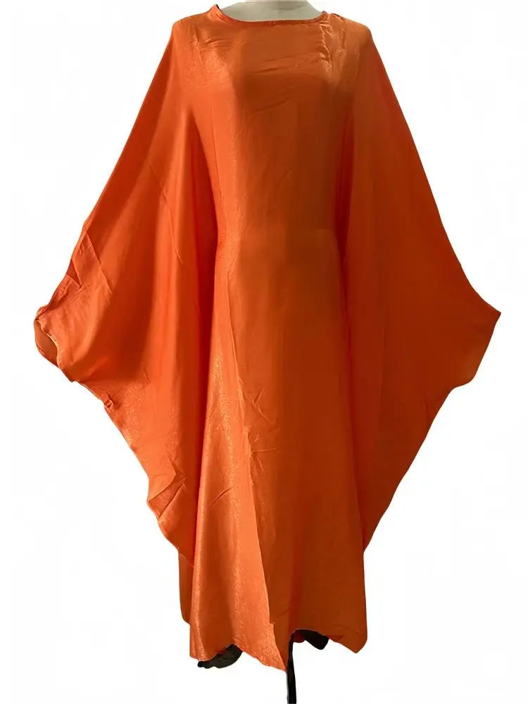 Cralom Satin Butterfly Batwing Abaya Kaftan Maxi Dress