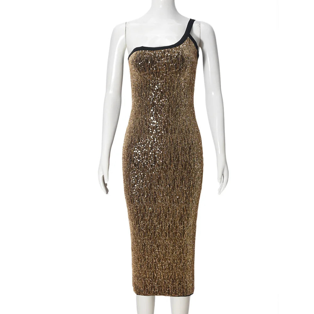 Cralom Sparkle Slant Collar Dress