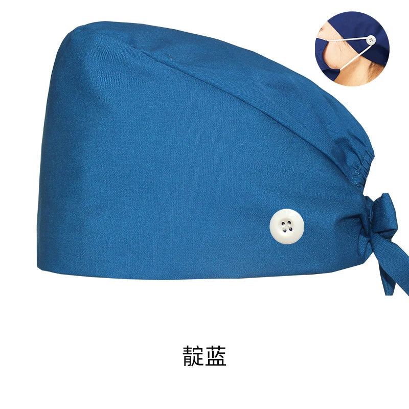 Cralom Navy Surgical Scrub Cap Unisex Poly-Cotton Clinical Hat