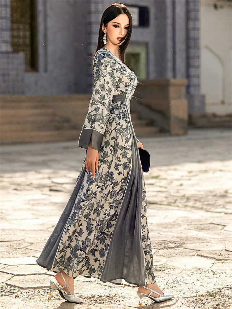 Ramadan Eid Cralom Abaya Dubai Muslim Dress Caftan Kaftan for Women