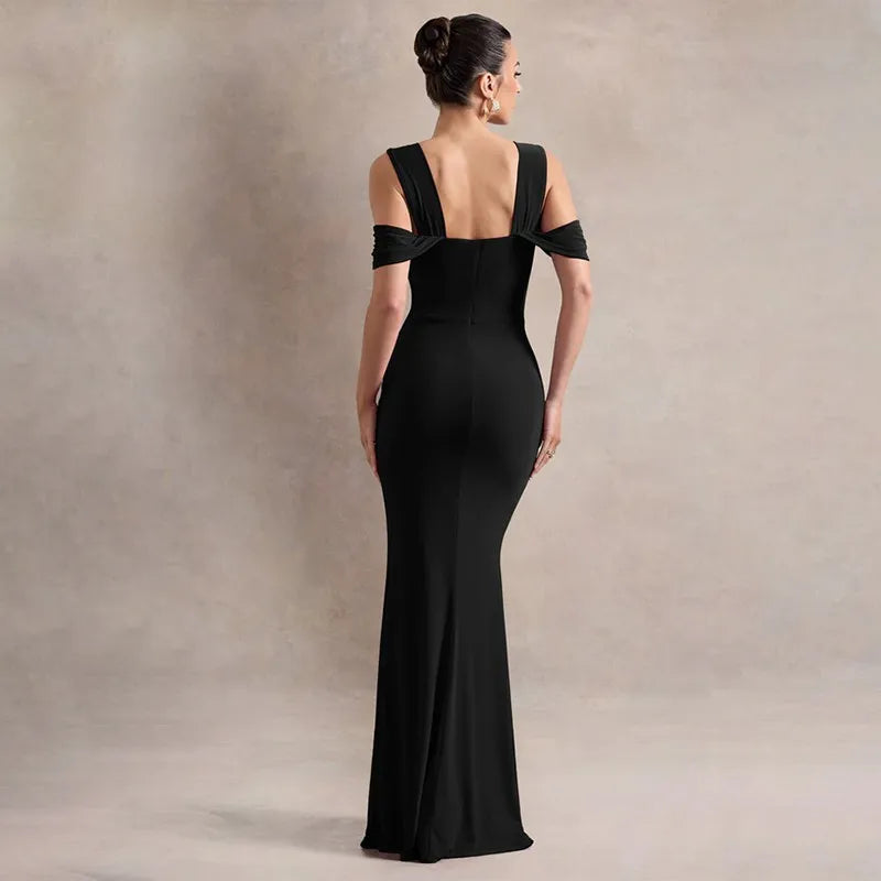 Cralom Women's Sexy Slit Dress Suspender Slim Fit Long Dress 2025