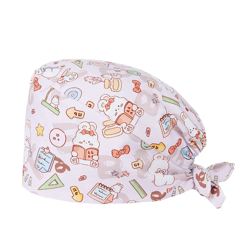Cralom Women's Surgical Caps with Button for Various Professions