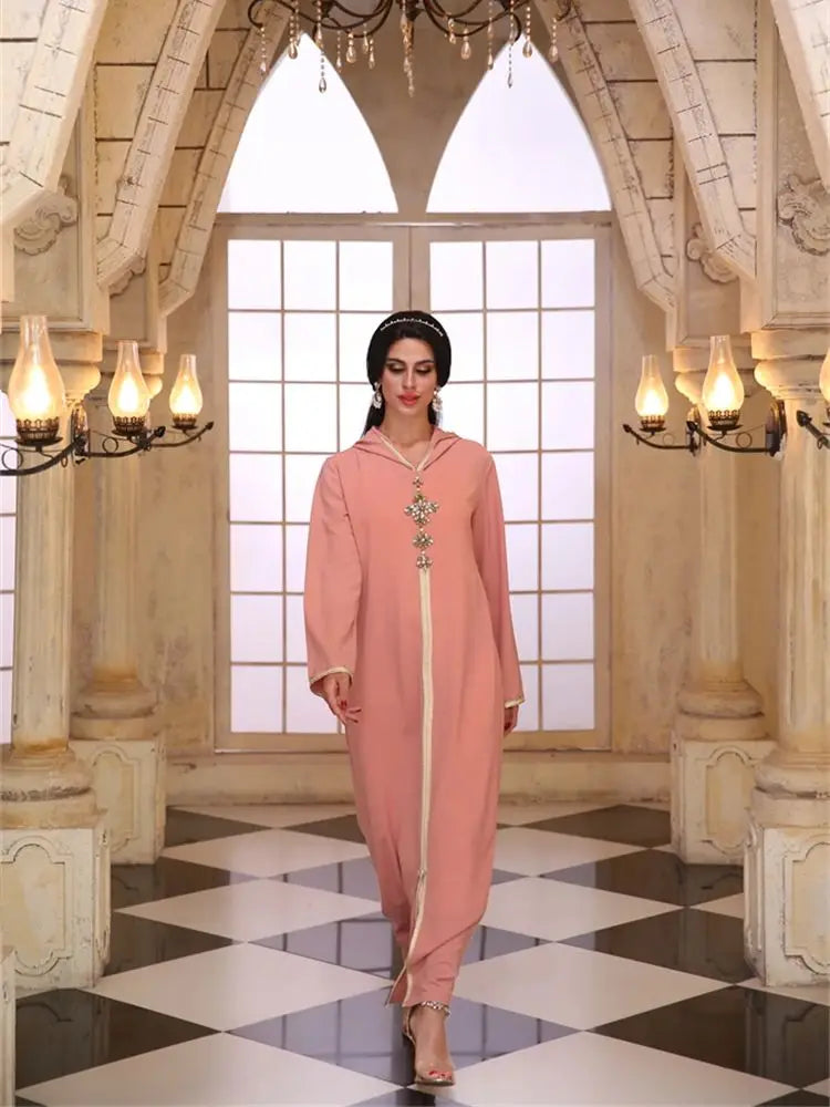Pink Ramadan Abaya for Women by Cralom: Dubai Style Prayer Dress for Muslim Women