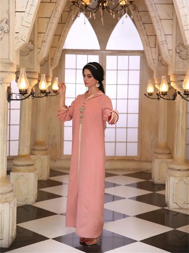 Pink Ramadan Abaya for Women by Cralom: Dubai Style Prayer Dress for Muslim Women