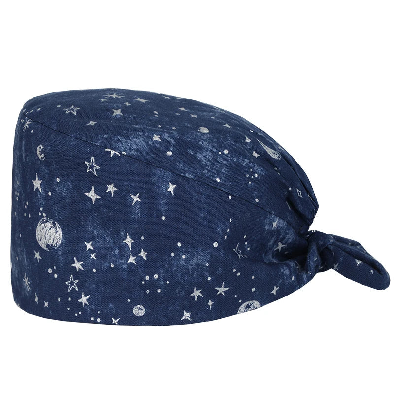 Cralom Cartoon Print Cotton Scrub Caps for Pet Grooming & Medical Professionals