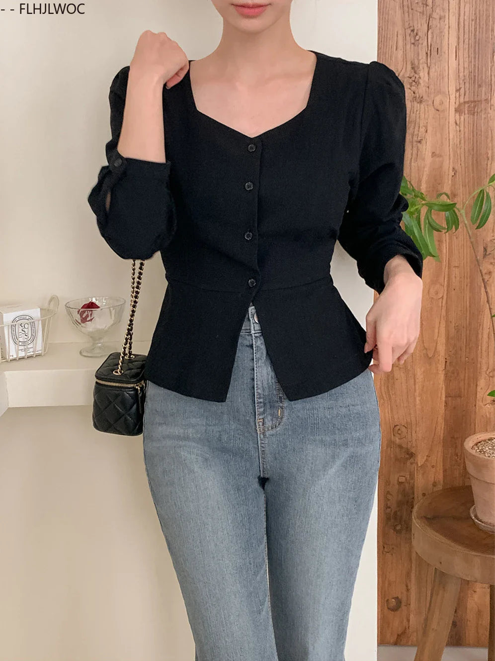 Cralom Retro Summer Crop Tops: Chic Bodycon Slim Fit Peplum Button Shirts