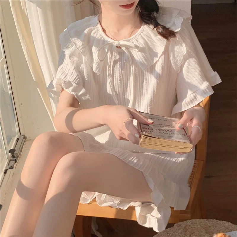 Cralom Sweet Summer Cotton Sleepwear Set for Women - Short-sleeved & Cute