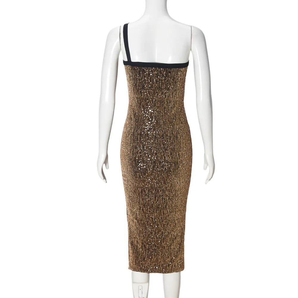 Cralom Sparkle Slant Collar Dress