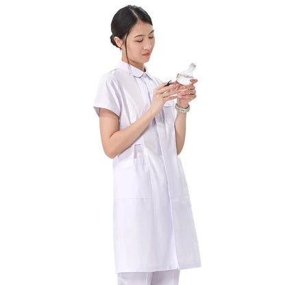 Cralom Flower Print Nurse Gown - ICU Robe Medical Scrub Uniform