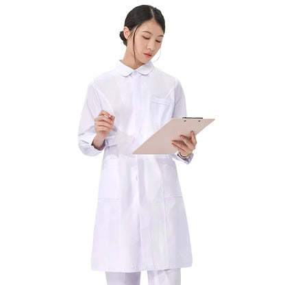 Cralom Flower Print Nurse Gown - ICU Robe Medical Scrub Uniform
