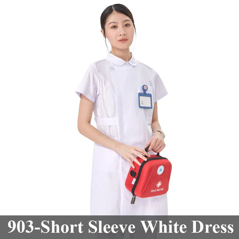 Cralom Flower Print Nurse Gown - ICU Robe Medical Scrub Uniform