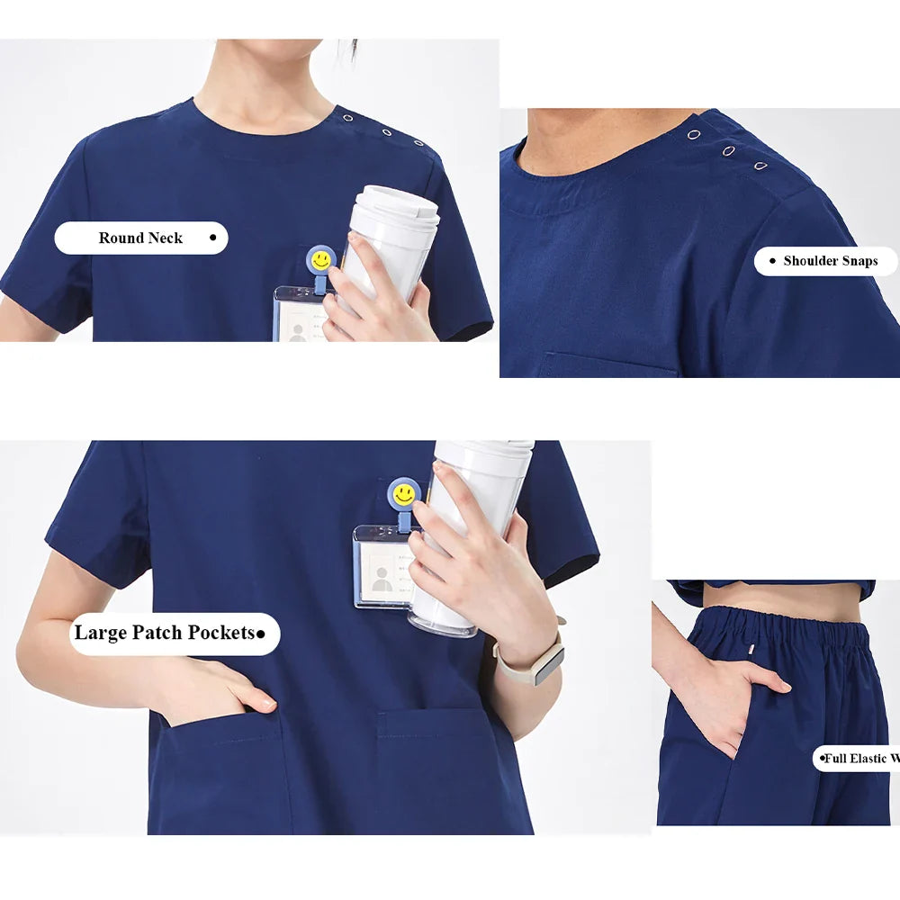 Cralom Medical Scrub Set for Hospital Nurses and Doctors Workwear