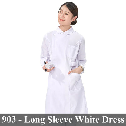 Cralom Flower Print Nurse Gown - ICU Robe Medical Scrub Uniform