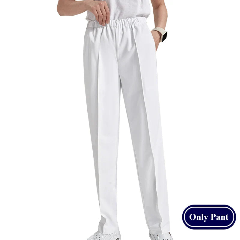 Cralom Pig Print V-Neck Top & White Pants Set for Women