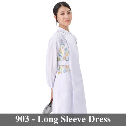 Cralom Flower Print Nurse Gown - ICU Robe Medical Scrub Uniform