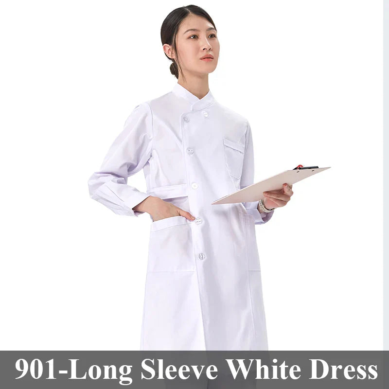 Cralom Flower Print Nurse Gown - ICU Robe Medical Scrub Uniform