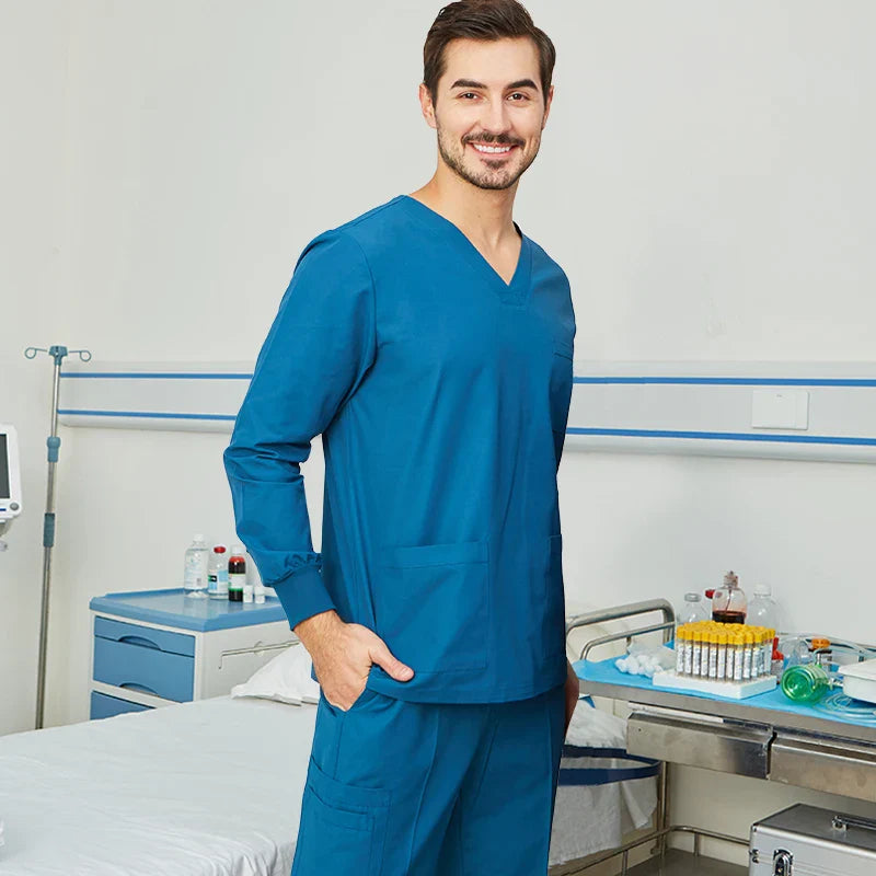 Cralom V-Neck Nurse Scrub Set with Drawstring Waist