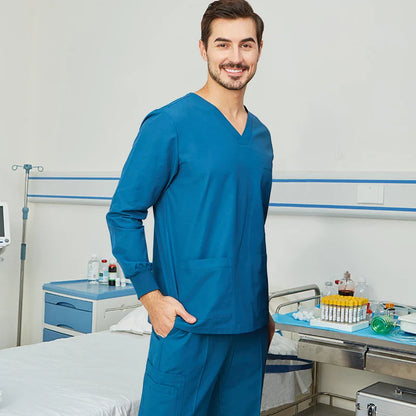 Cralom V-Neck Nurse Scrub Set with Drawstring Waist