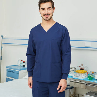 Cralom V-Neck Nurse Scrub Set with Drawstring Waist