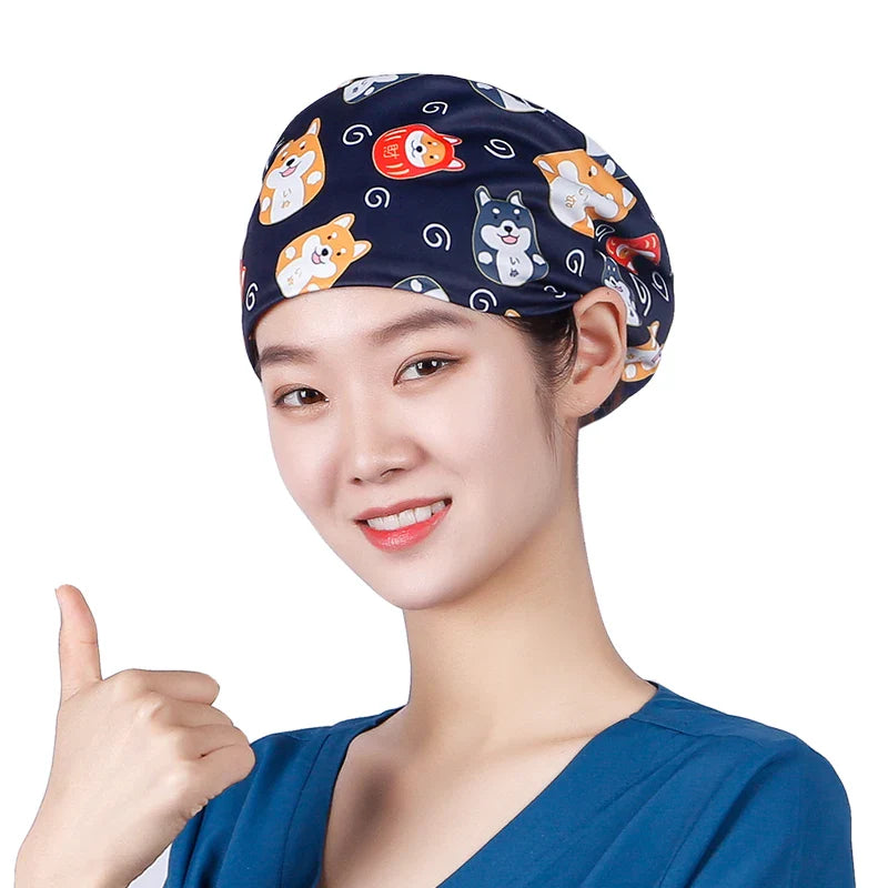 Cralom Silky Scrub Cap with Cordlock Adjustable Elastic Work Hat