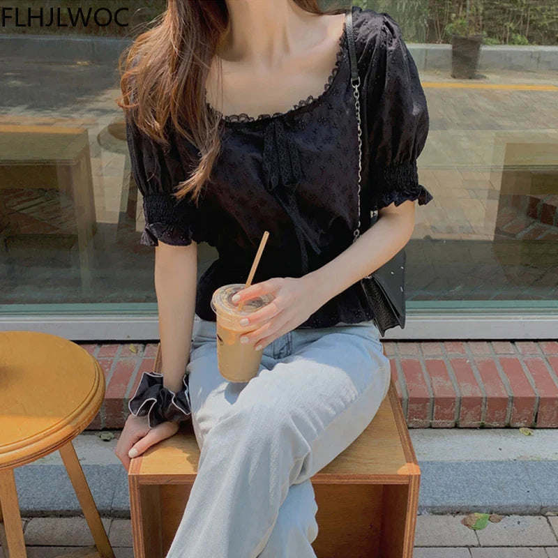 Cralom Girls Bow Tie Lace Tops - Chic Preppy Style, Hot Sales