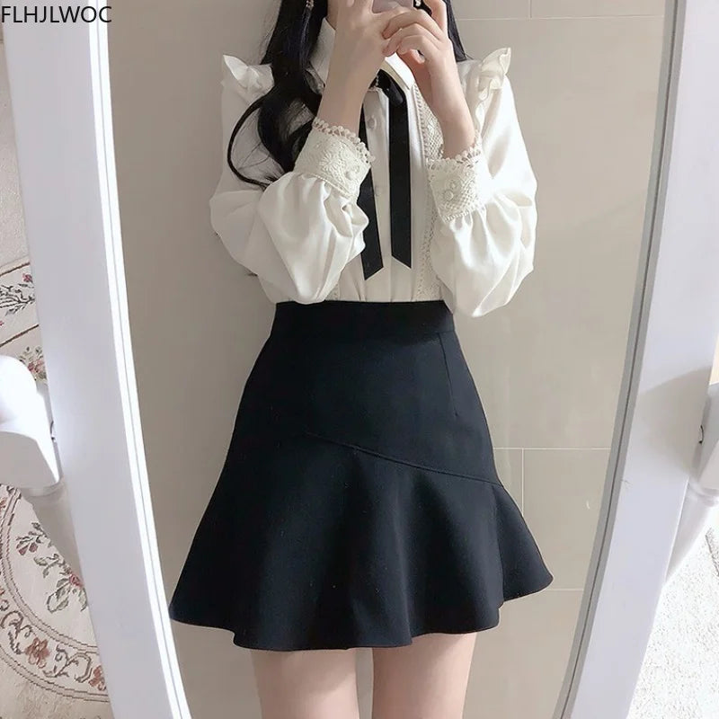 Cralom Peter Pan Collar White Button-Up Shirt
