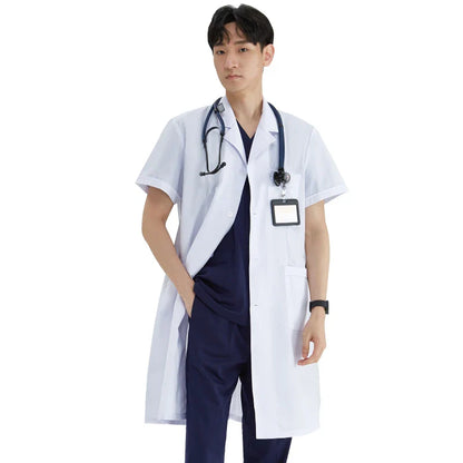 Cralom White Lab Coat Doctor Nurse Slim Uniform Scrubs M-LKXSY Women's
