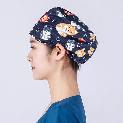 Cralom Silky Scrub Cap with Cordlock Adjustable Elastic Work Hat