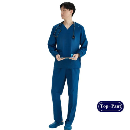 Cralom Scrub Set: V Neck Top, Drawstring Pants, Lightweight Nursing Suit