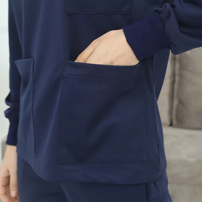 Cralom Silky Scrub Set Long Sleeve Nursing Uniform Suit