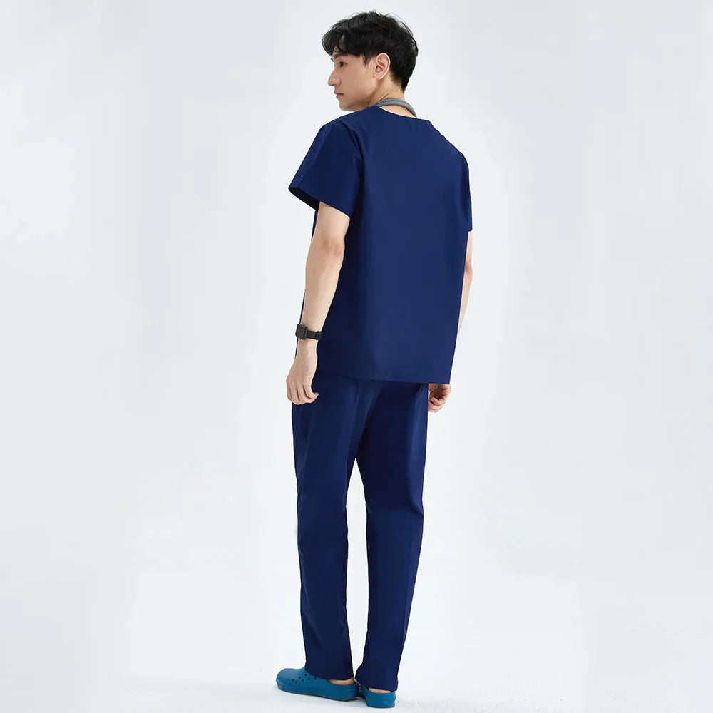Cralom Scrub Set: V Neck Top, Drawstring Pants, Lightweight Nursing Suit