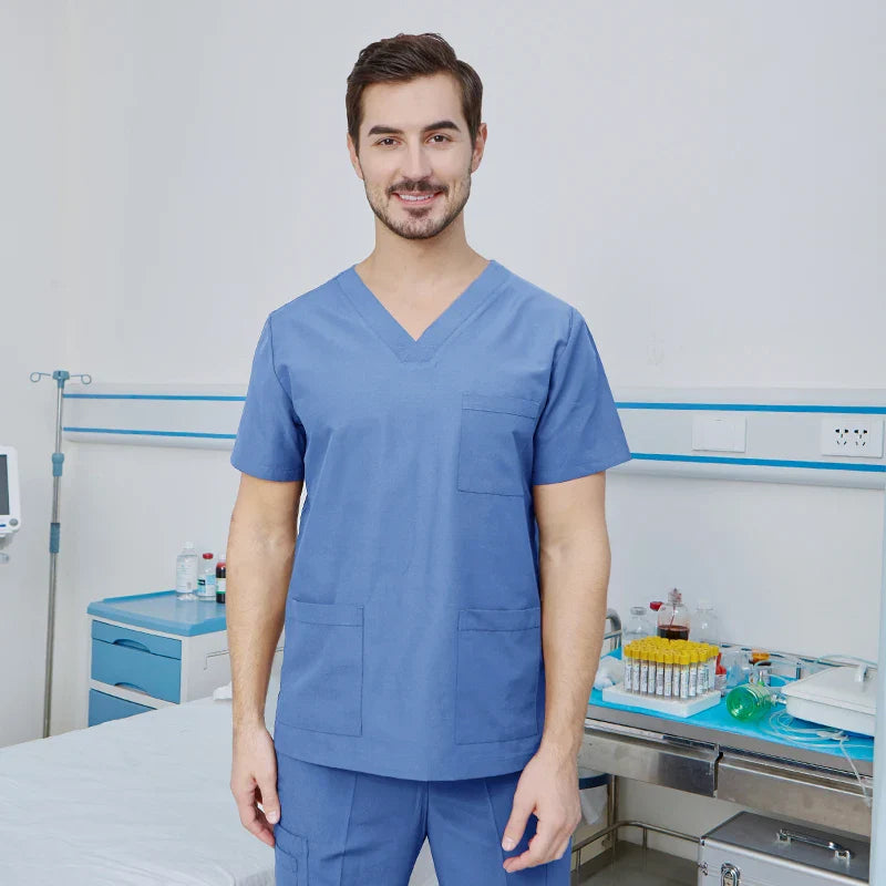 Cralom V-Neck Nurse Scrub Set with Drawstring Waist