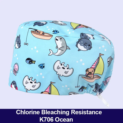 Cralom Silky Scrub Cap with Cordlock Adjustable Elastic Work Hat