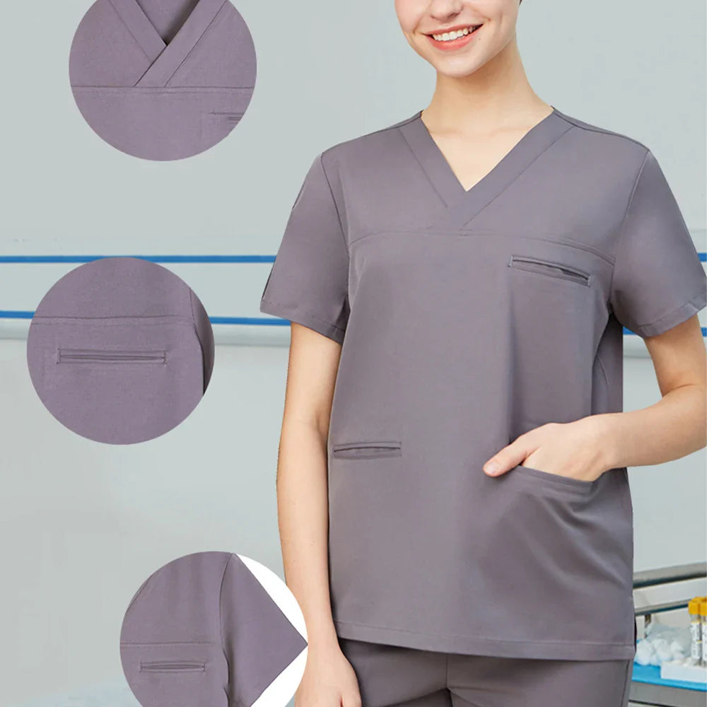 Cralom Stretch Scrubs Set for Pet Hospital - Women's Clinical Uniforms