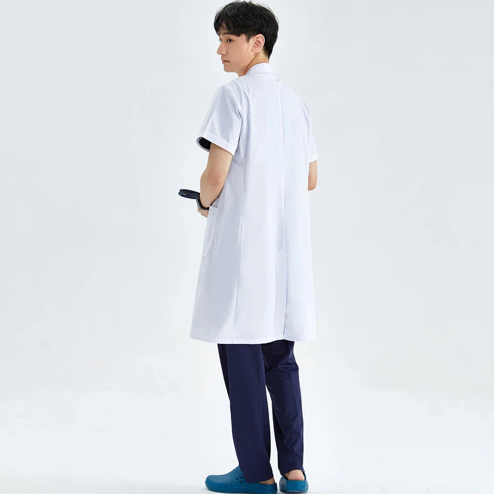 Cralom White Lab Coat Doctor Nurse Slim Uniform Scrubs M-LKXSY Women's